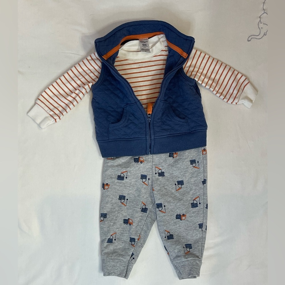 Carter’s Baby Boy 3 Piece Outfit with Vest 6m